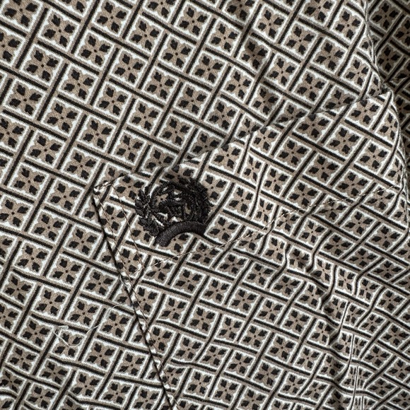 CINCH Shirt Western Men's Small Khaki Geometric Cotton Long Sleeve Button-Down - Picture 5 of 8